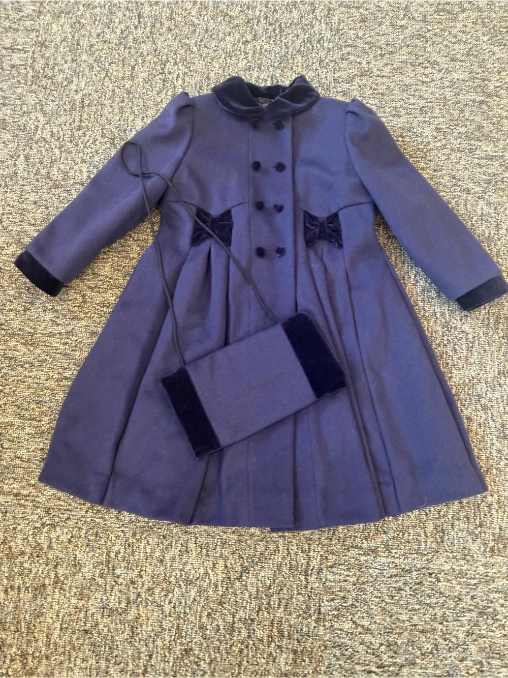 Vintage Rothschild Purple Girls' Dress Coat with Matching Hand Warmer Wool 6